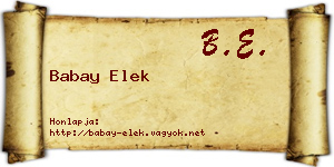 Babay Elek névjegykártya